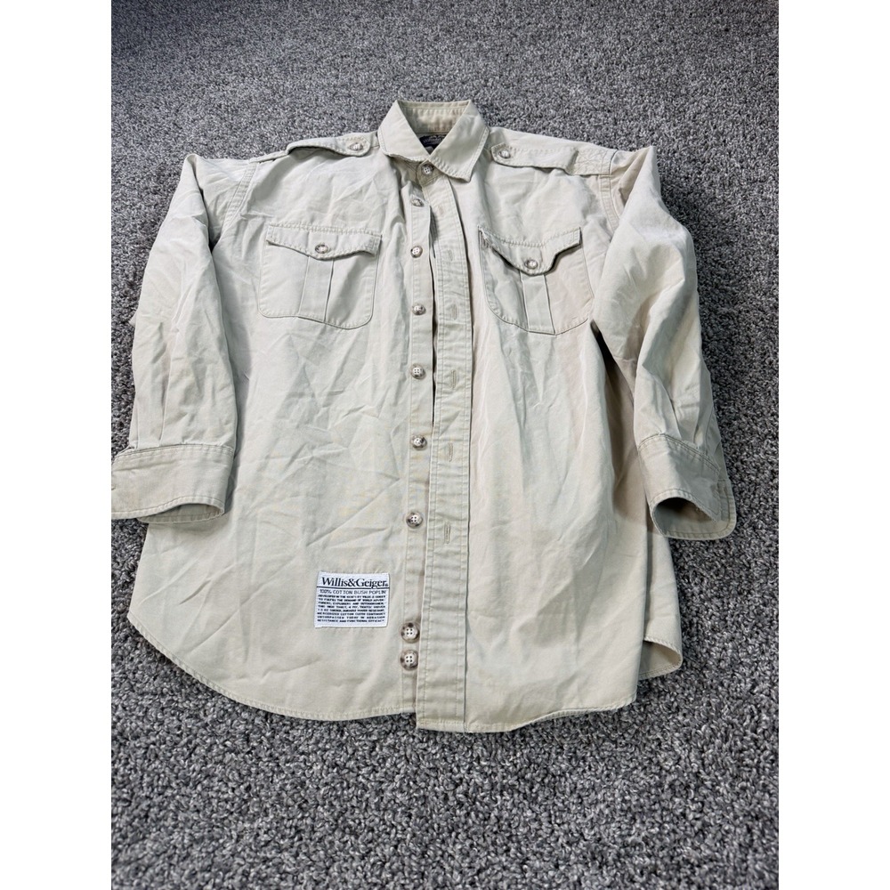 Vintage Willis & Geiger Cotton Bush Poplin Safari Shirt Men's Size Medium